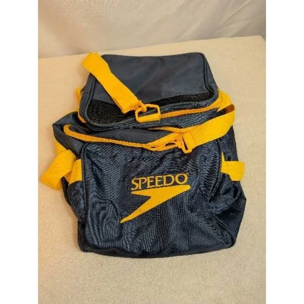 Speedo Duffle Bag Navy Yellow Gym Travel Sportswear Tote Small